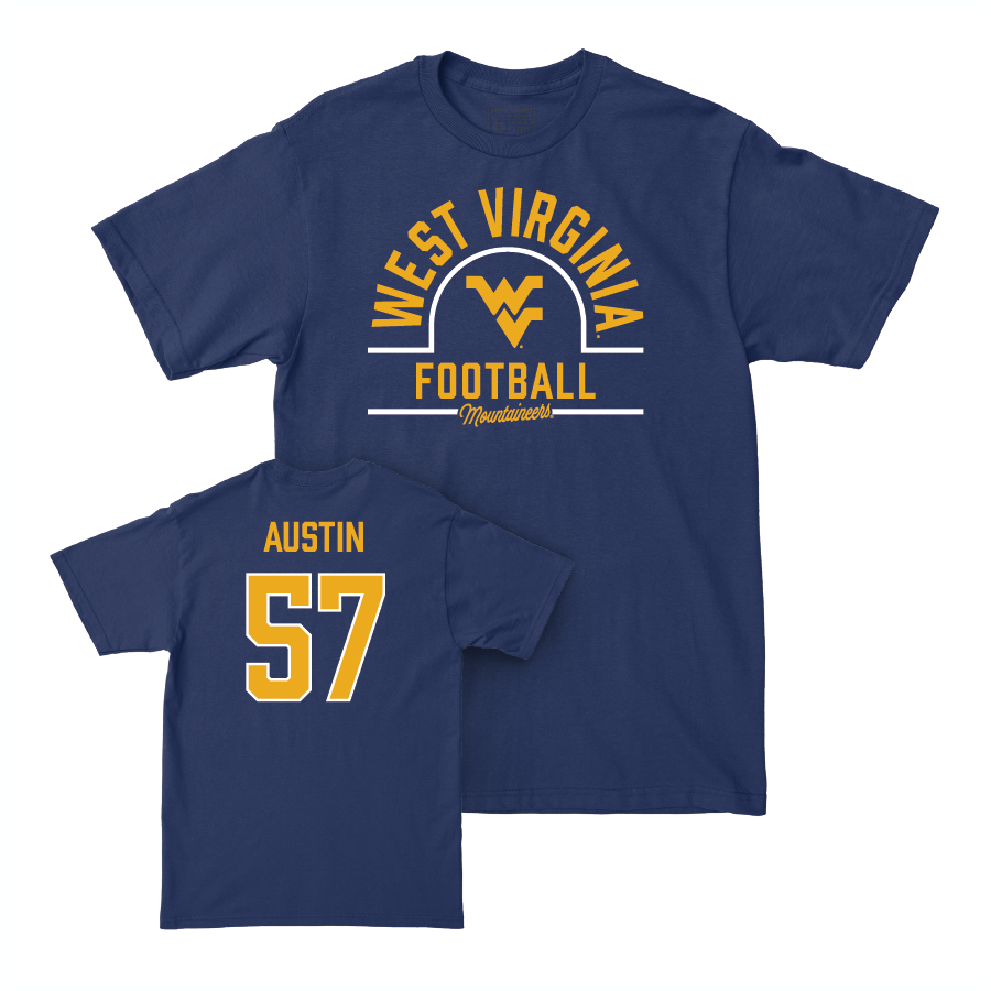 WVU Football Navy Arch Tee   - Lucas Austin