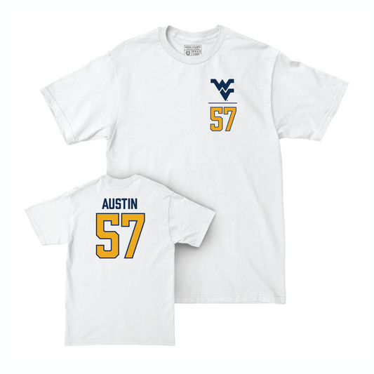 WVU Football White Logo Comfort Colors Tee   - Lucas Austin