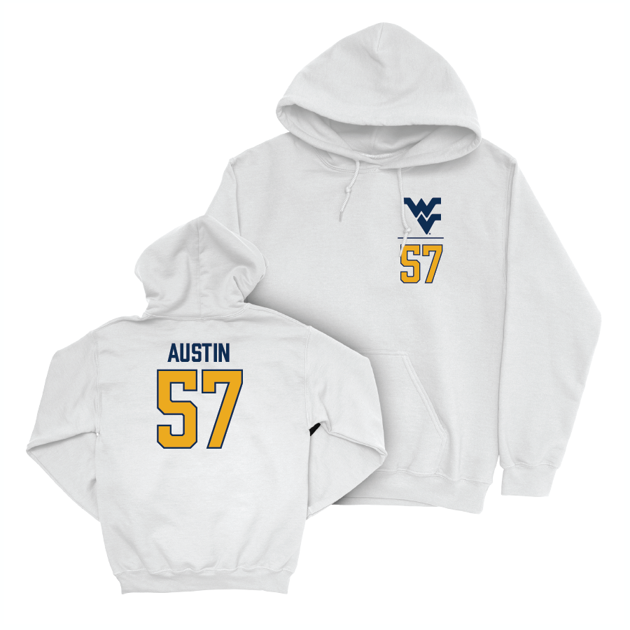 WVU Football White Logo Hoodie   - Lucas Austin