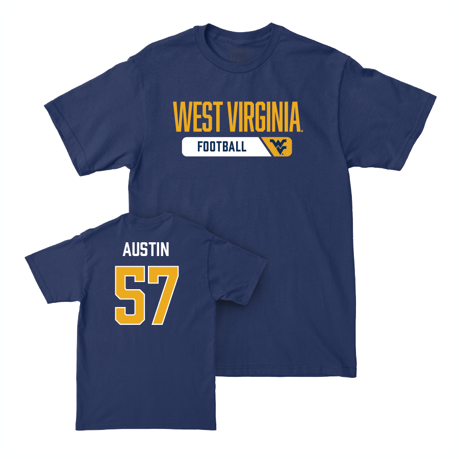 WVU Football Navy Staple Tee   - Lucas Austin