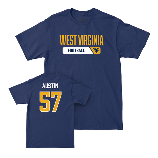 WVU Football Navy Staple Tee   - Lucas Austin