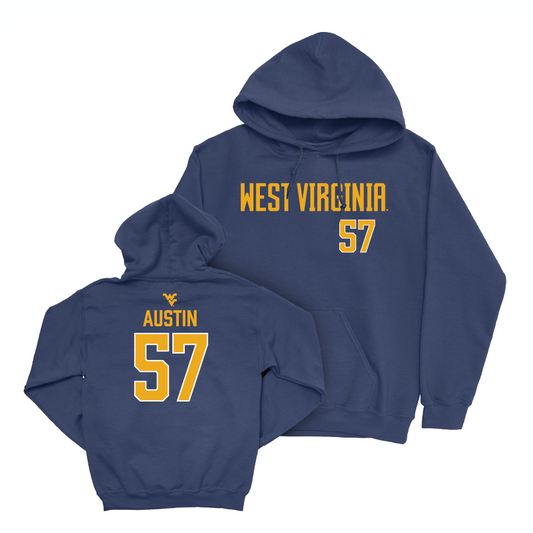 WVU Football Navy Wordmark Hoodie   - Lucas Austin