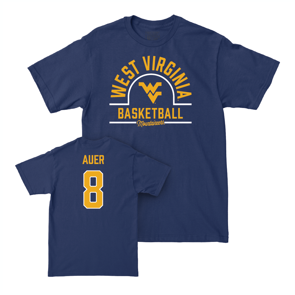 WVU Men's Basketball Navy Arch Tee  - Jake Auer