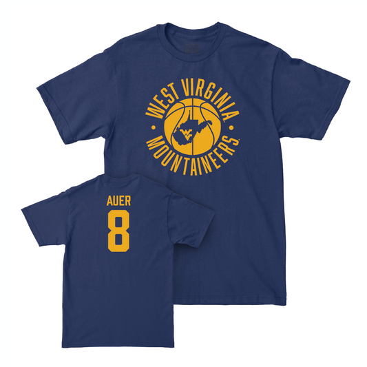 WVU Men's Basketball Navy Hardwood Tee  - Jake Auer