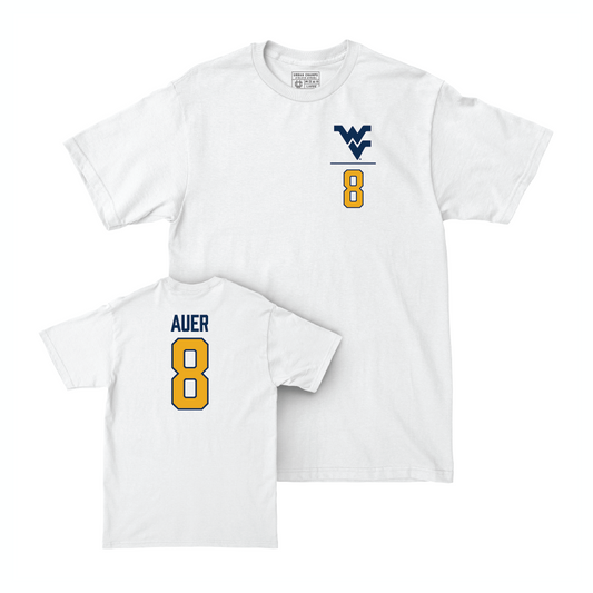 WVU Men's Basketball White Logo Comfort Colors Tee  - Jake Auer