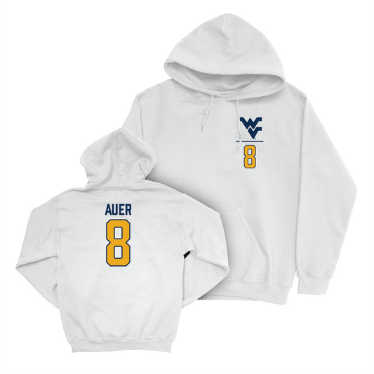 WVU Men's Basketball White Logo Hoodie  - Jake Auer