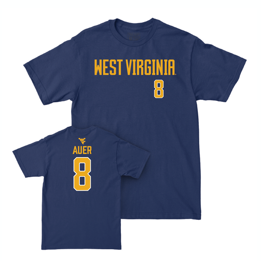 WVU Men's Basketball Navy Wordmark Tee  - Jake Auer