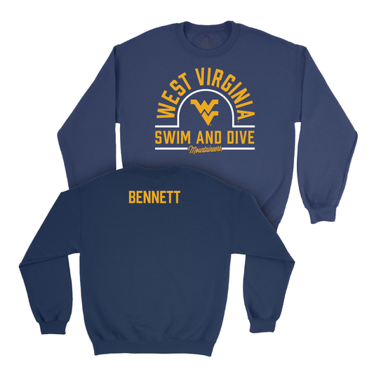 WVU Men's Swim & Dive Navy Arch Crew  - Preston Bennett