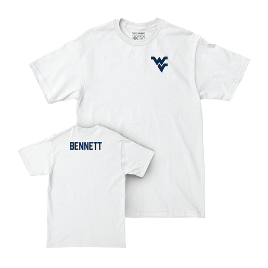 WVU Men's Swim & Dive White Logo Comfort Colors Tee  - Preston Bennett