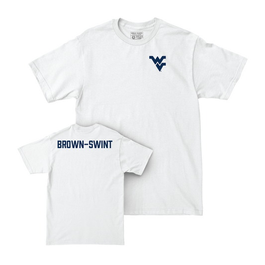 WVU Women's Swim & Dive White Logo Comfort Colors Tee  - Amari Brown-Swint