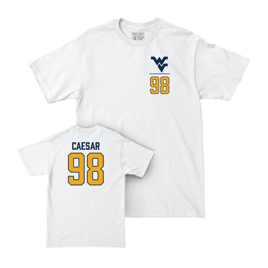WVU Football White Logo Comfort Colors Tee   - Brandon Caesar