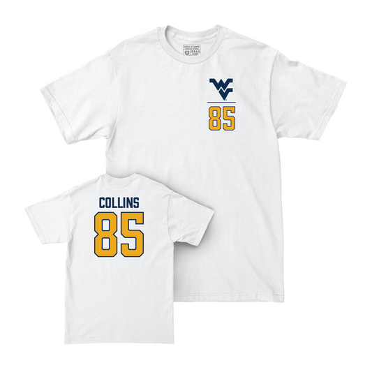 WVU Football White Logo Comfort Colors Tee   - Dominick Collins