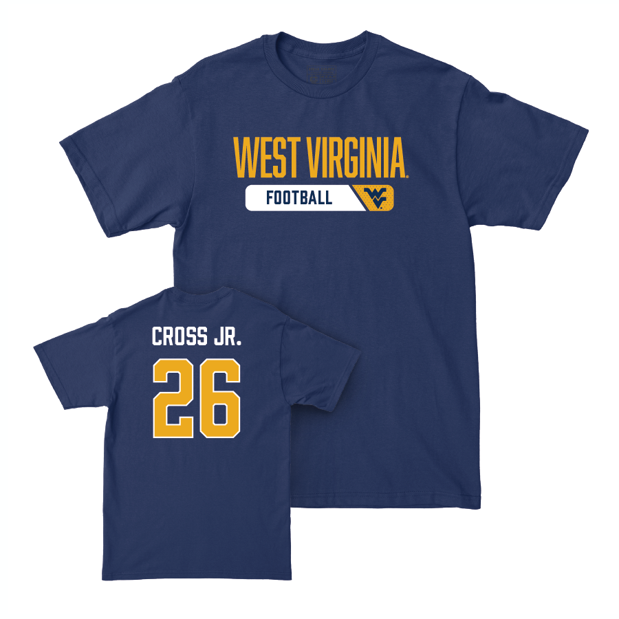 WVU Football Navy Staple Tee   - Jason Cross Jr.