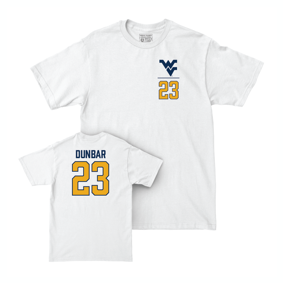 WVU Football White Logo Comfort Colors Tee   - Traevon Dunbar