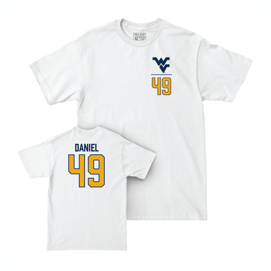 WVU Football White Logo Comfort Colors Tee   - Zyir Daniel