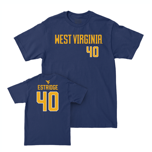 WVU Baseball Navy Wordmark Tee  - Carson Estridge