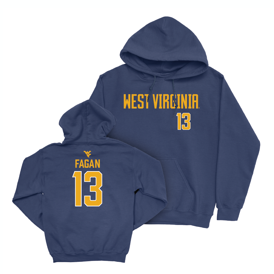 WVU Football Navy Wordmark Hoodie   - Dontez Fagan