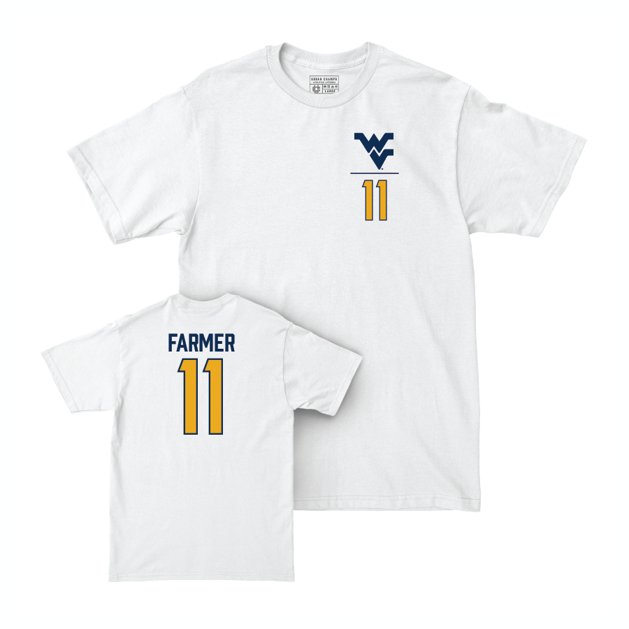 WVU Football White Logo Comfort Colors Tee   - Ric'Darious Farmer