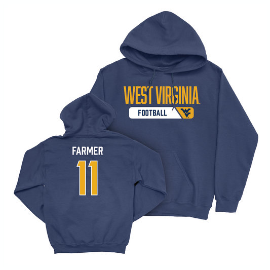 WVU Football Navy Staple Hoodie   - Ric'Darious Farmer