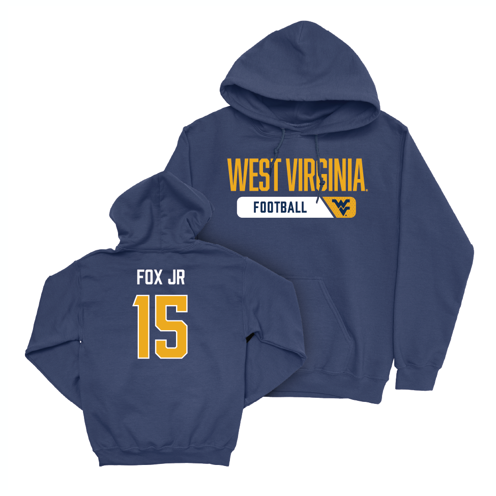 WVU Football Navy Staple Hoodie   - Scotty Fox Jr