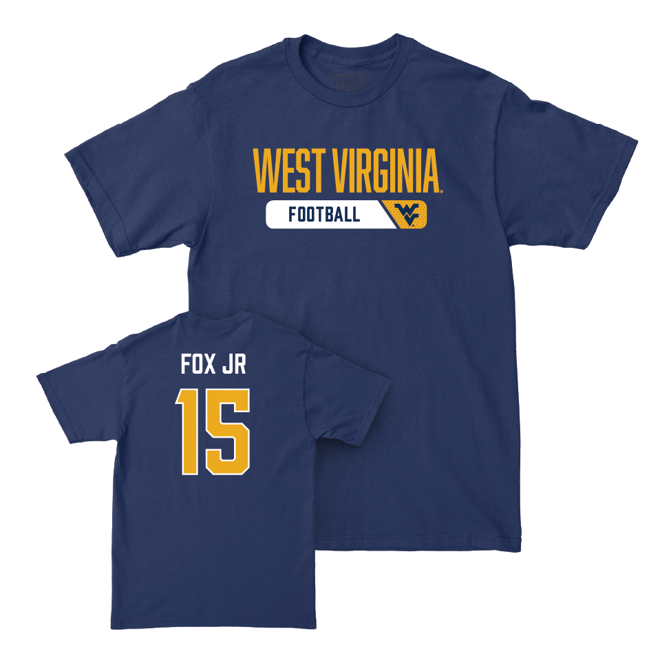 WVU Football Navy Staple Tee   - Scotty Fox Jr