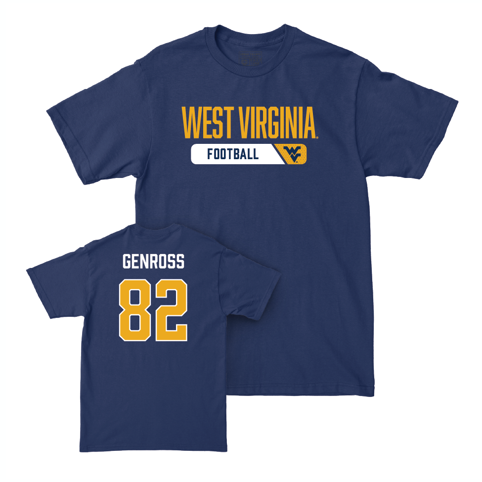 WVU Football Navy Staple Tee   - Greg Genross