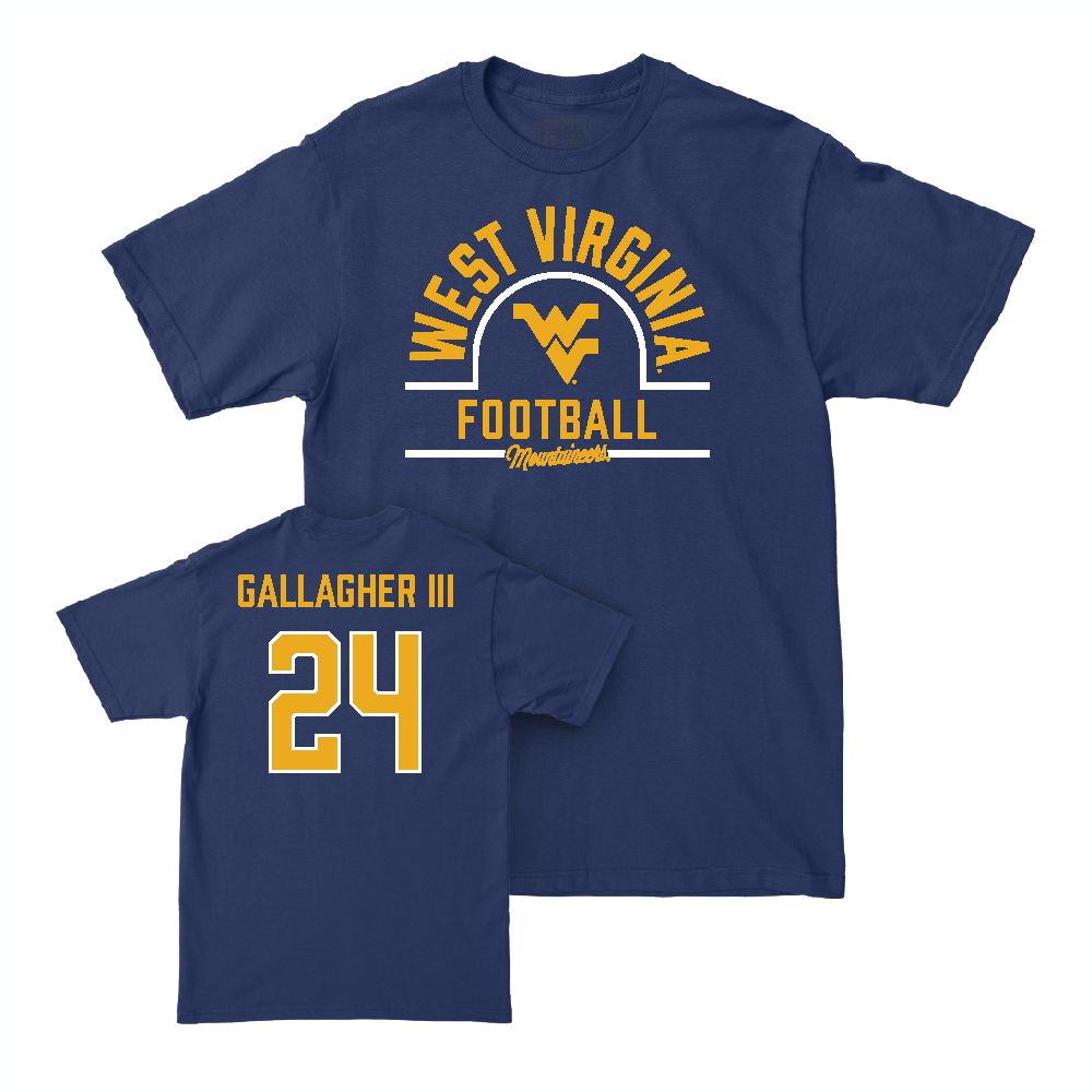 WVU Football Navy Arch Tee - Rodney Gallagher III