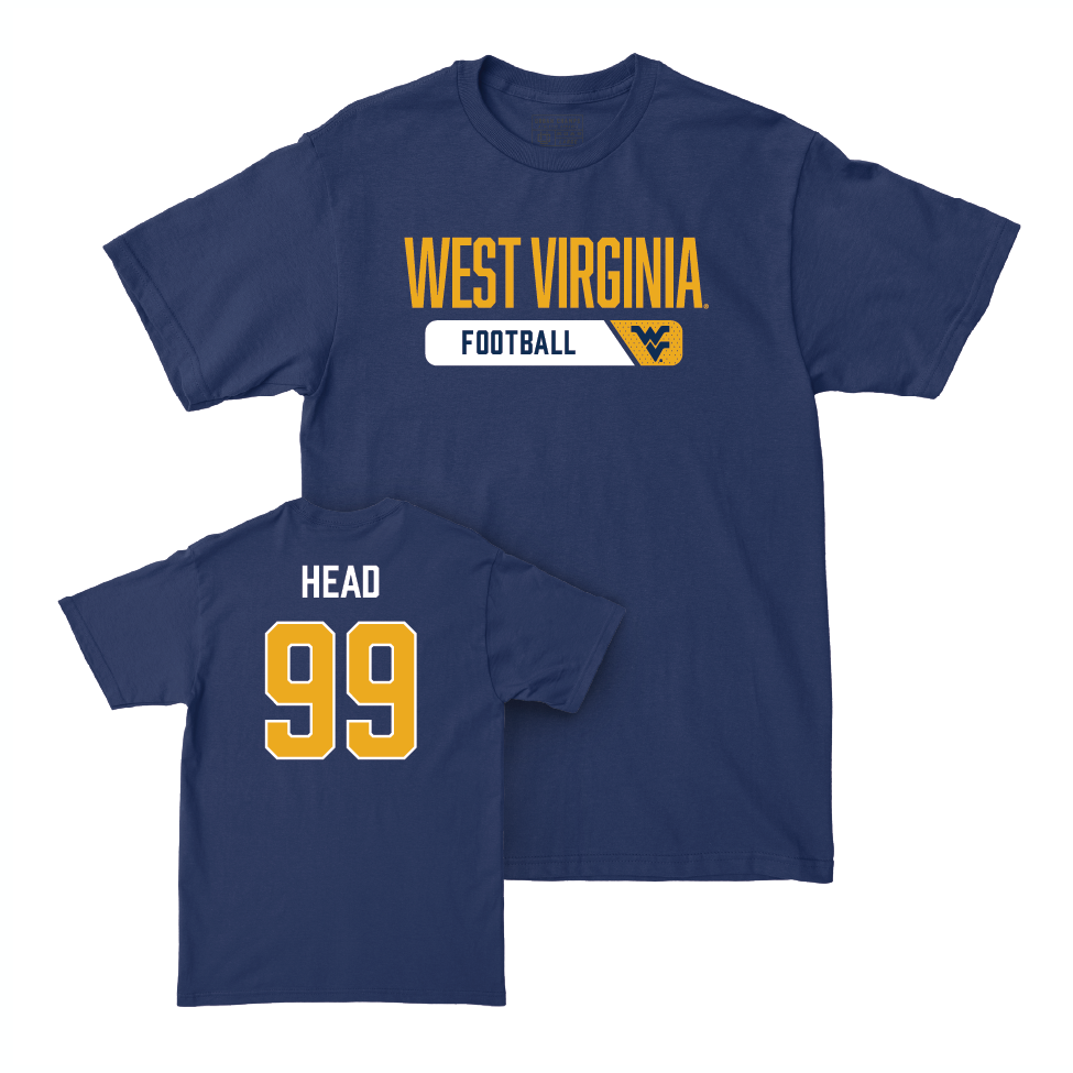 WVU Football Navy Staple Tee   - Ethan Head