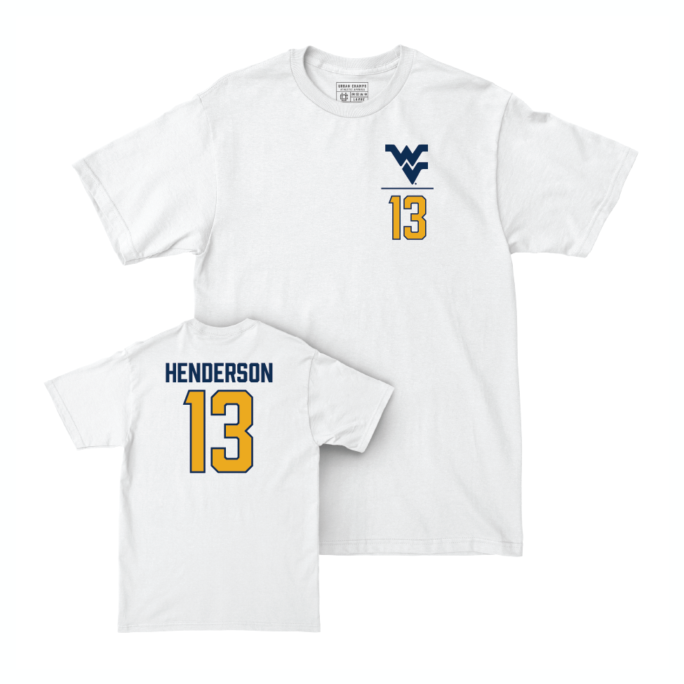 WVU Football White Logo Comfort Colors Tee   - Jaylen Henderson
