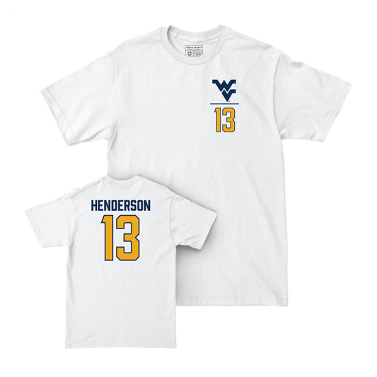 WVU Football White Logo Comfort Colors Tee   - Jaylen Henderson