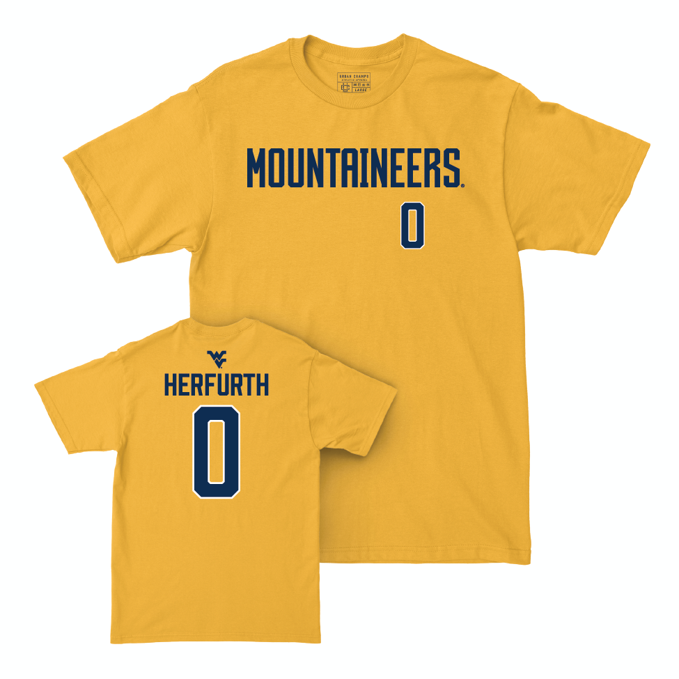 WVU Women's Soccer Gold Mountaineers Tee   - Bailey Herfurth