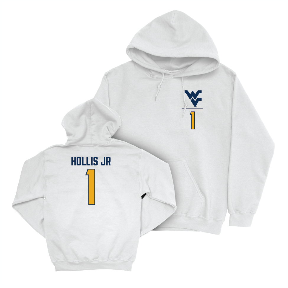 WVU Football White Logo Hoodie   - Garnett Hollis Jr.