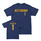 WVU Football Navy Wordmark Tee   - Garnett Hollis Jr.