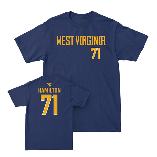 WVU Football Navy Wordmark Tee  - Maurice Hamilton