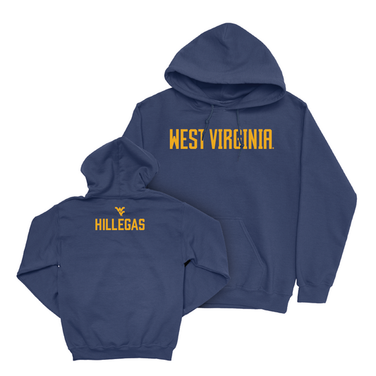 WVU Wrestling Navy Wordmark Hoodie  - Sam Hillegas