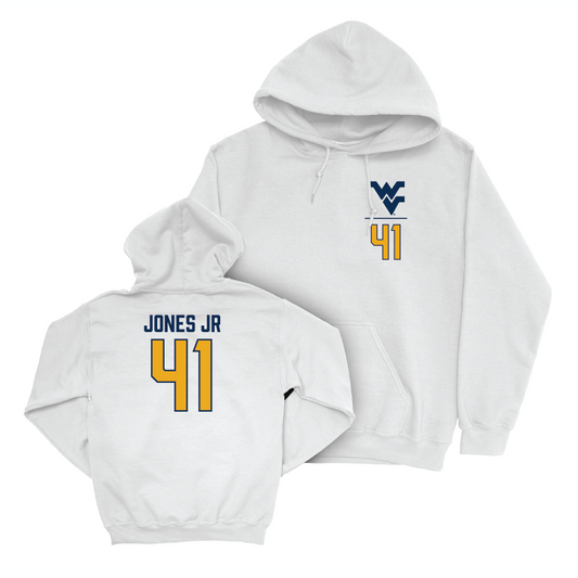 WVU Football White Logo Hoodie   - Curtis Jones Jr