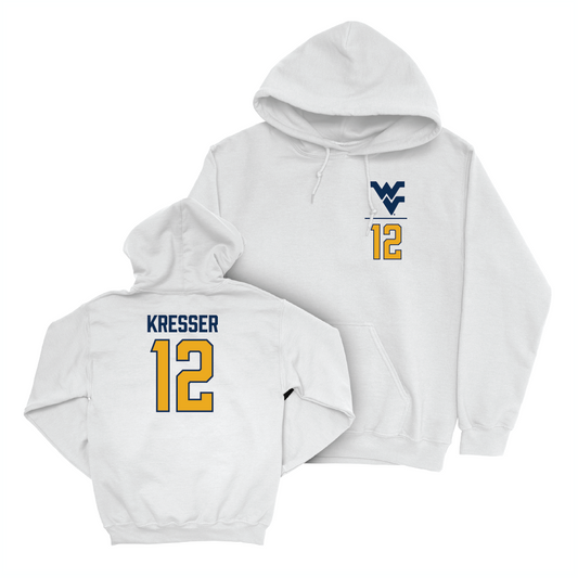 WVU Baseball White Logo Hoodie  - Brodie Kresser