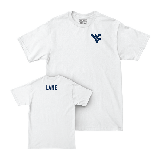 WVU Women's Gymnastics White Logo Comfort Colors Tee  - Jurnee Lane