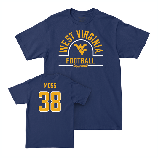 WVU Football Navy Arch Tee   - Macguire Moss