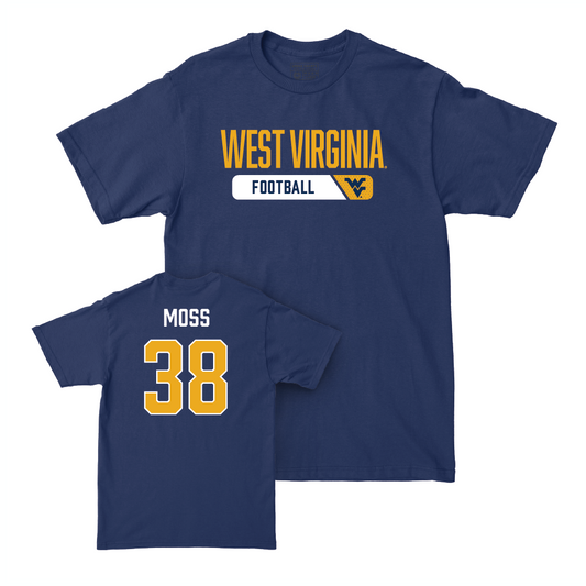 WVU Football Navy Staple Tee   - Macguire Moss
