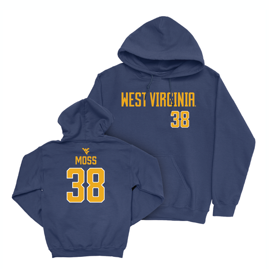 WVU Football Navy Wordmark Hoodie   - Macguire Moss