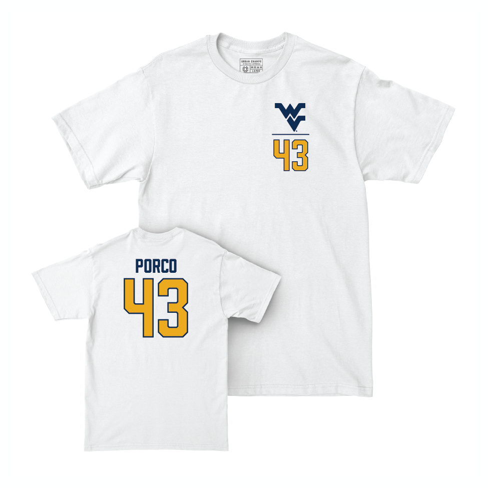 WVU Baseball White Logo Comfort Colors Tee   - Robby Porco