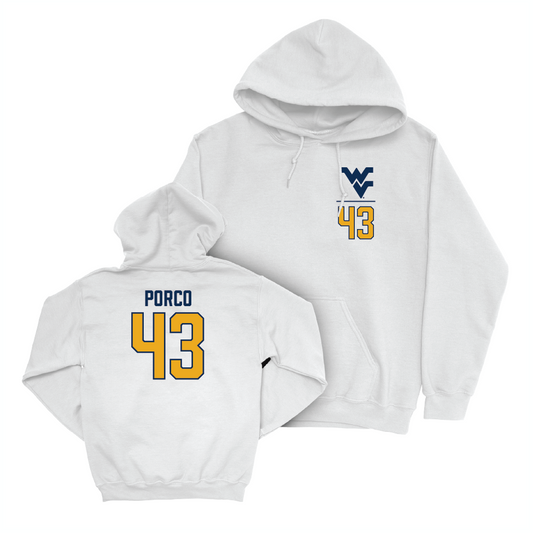 WVU Baseball White Logo Hoodie   - Robby Porco