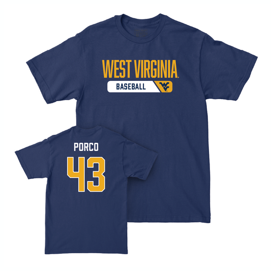WVU Baseball Navy Staple Tee   - Robby Porco