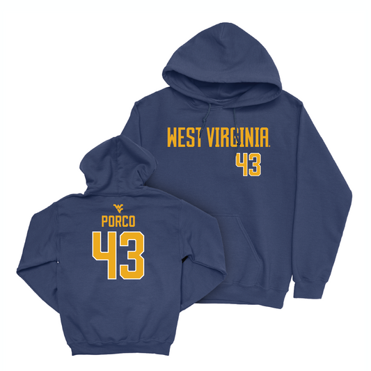 WVU Baseball Navy Wordmark Hoodie   - Robby Porco