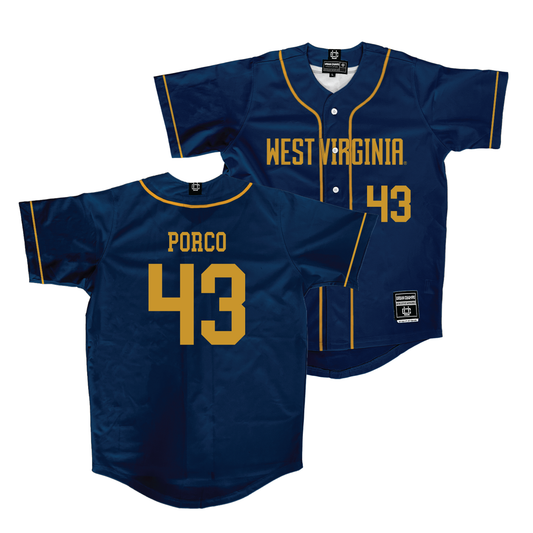 WVU Baseball Navy Jersey    - Robby Porco