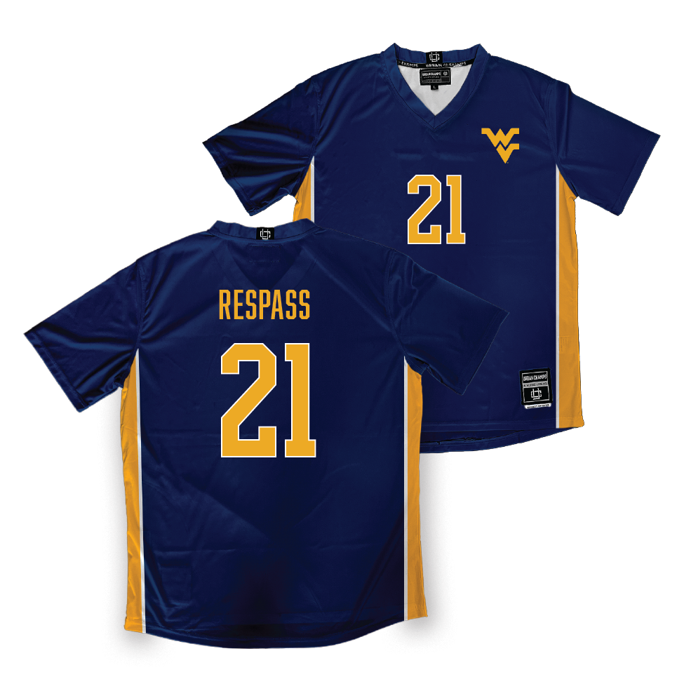 WVU Women's Soccer Navy Jersey   - Ajanae Respass