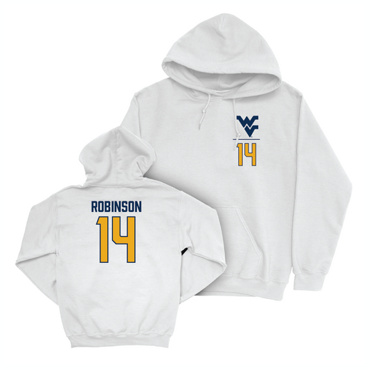 WVU Football White Logo Hoodie   - Keyshawn Robinson