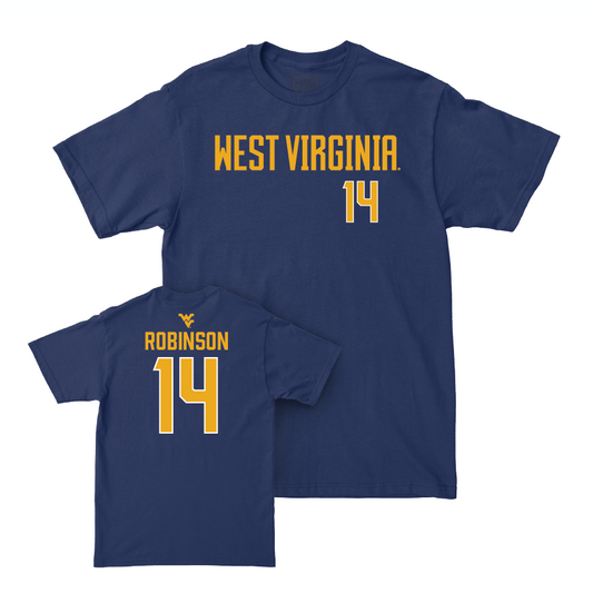 WVU Football Navy Wordmark Tee   - Keyshawn Robinson