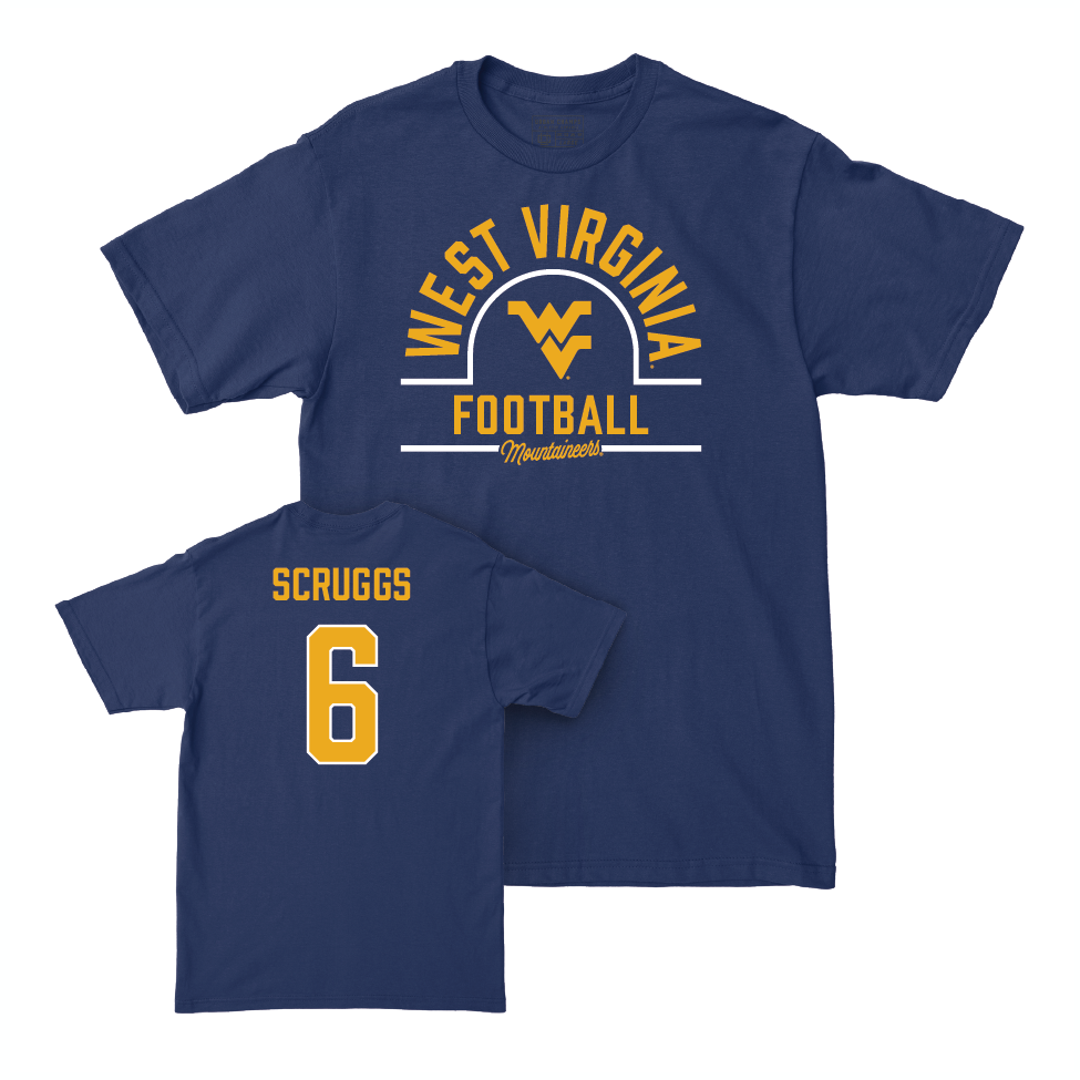 WVU Football Navy Arch Tee   - Jordan Scruggs